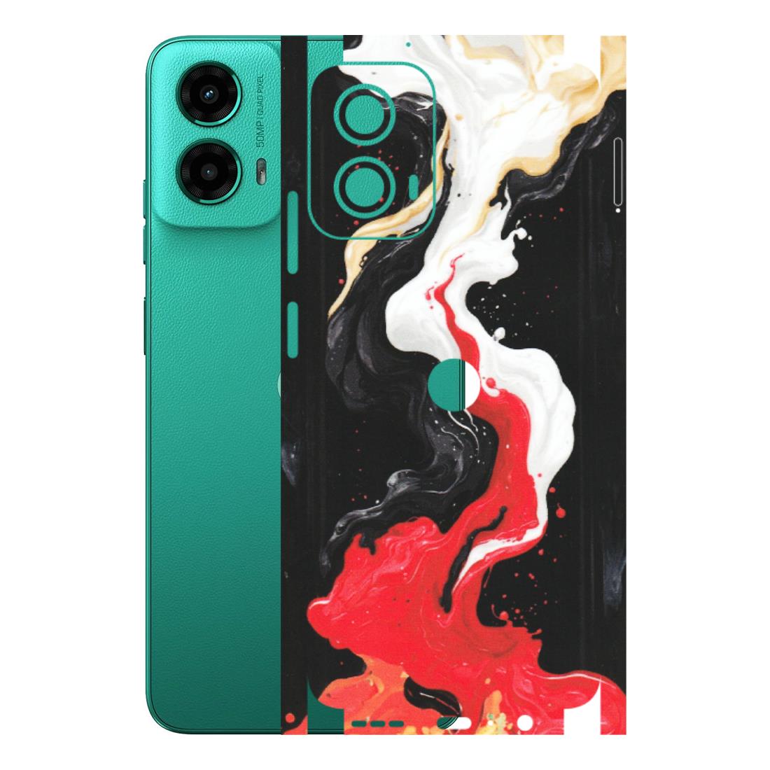 Motorola Phone Skins (All Models) - Black Red White Paint Splash Fusion - Matte Finish (M-56) Motorola Moto G45 (5G)