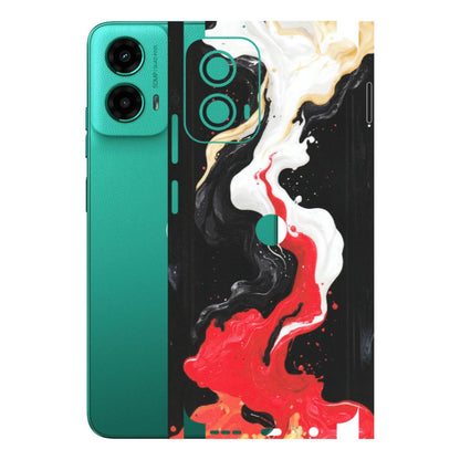 Motorola Phone Skins (All Models) - Black Red White Paint Splash Fusion - Matte Finish (M-56) Motorola Moto G45 (5G)