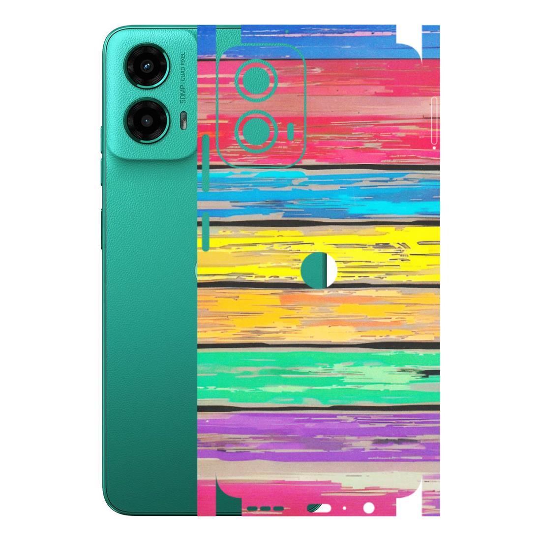 Motorola Phone Skins (All Models) - Multi Colour Wooden Wall - Matte Finish (M-96) Motorola Moto G45 (5G)
