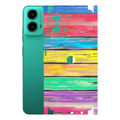 Motorola Phone Skins (All Models) - Multi Colour Wooden Wall - Matte Finish (M-96) Motorola Moto G45 (5G)