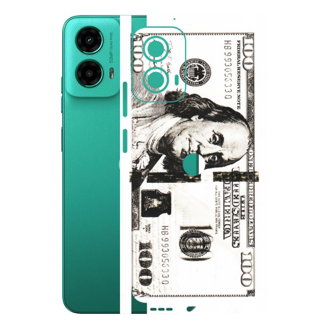 Motorola Phone Skins (All Models) - 100 Dollar Currency - Transparent Finish (T-01) Motorola Moto G45 (5G)