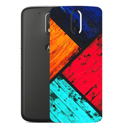 Motorola Phone Skins (All Models) - Colourful Wood Panels Abstract - 3D Embossed Finish (L-09) Motorola Moto G4