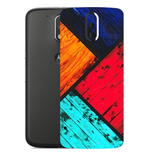 Motorola Phone Skins (All Models) - Colourful Wood Panels Abstract - 3D Embossed Finish (L-09) Motorola Moto G4