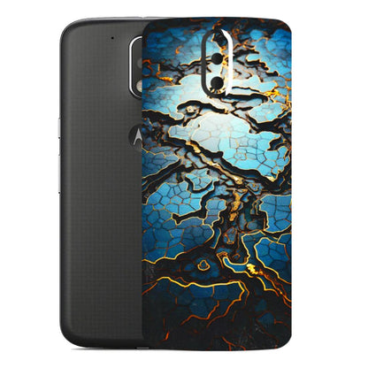 Motorola Phone Skins (All Models) - Blue Gold Abstract - 3D Embossed Finish (L-11) Motorola Moto G4