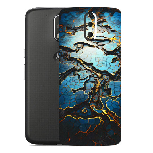 Motorola Phone Skins (All Models) - Blue Gold Abstract - 3D Embossed Finish (L-11) Motorola Moto G4