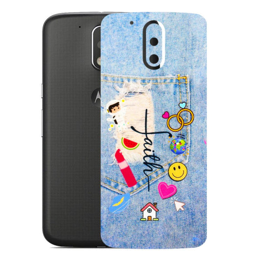 Motorola Phone Skins (All Models) - Denim Jeans Pocket - 3D Embossed Finish (L-134) Motorola Moto G4