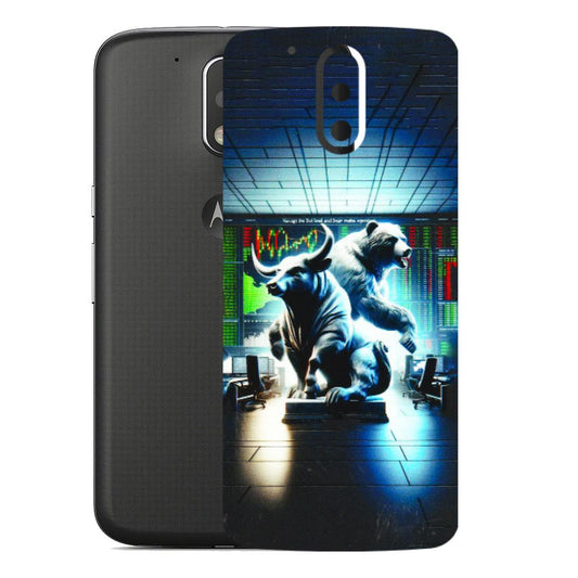 Motorola Phone Skins (All Models) - Stock Market Sensex Bear vs Bulls - 3D Embossed Finish (L-15) Motorola Moto G4