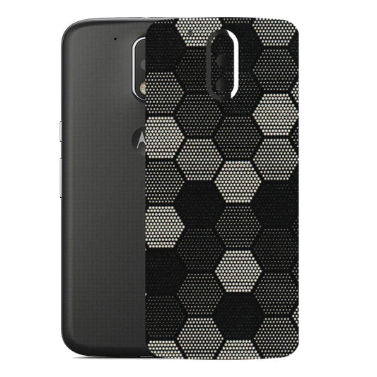 Motorola Phone Skins (All Models) - Black & White Dotted Honeycomb Texture - 3D Embossed Finish (L-202) Motorola Moto G4