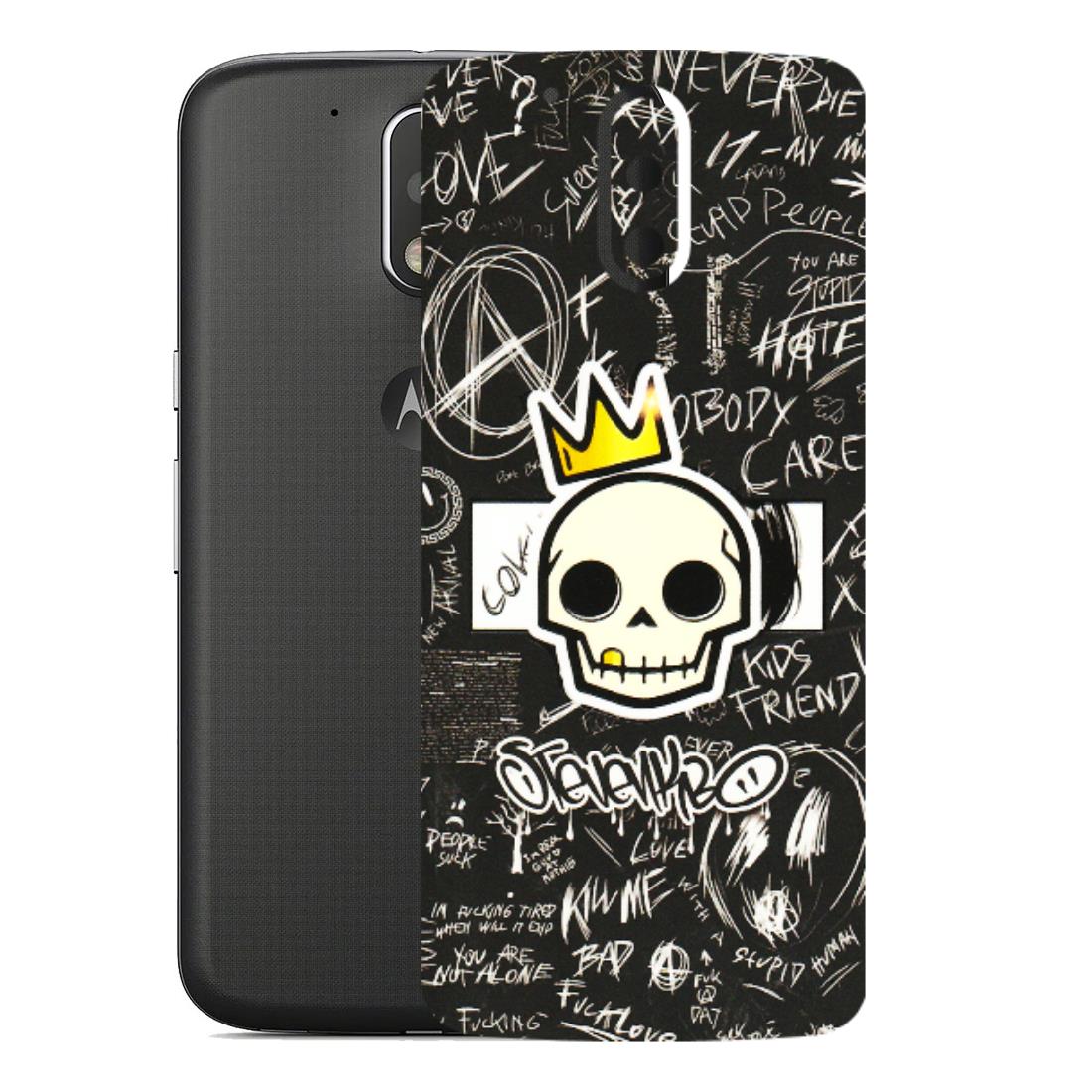 Motorola Phone Skins (All Models) - Funny Skull Black Chalk Grafitti - 3D Embossed Finish (L-22) Motorola Moto G4