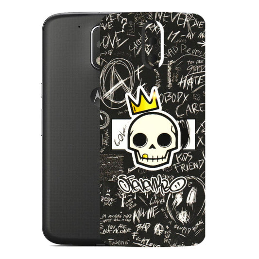 Motorola Phone Skins (All Models) - Funny Skull Black Chalk Grafitti - 3D Embossed Finish (L-22) Motorola Moto G4