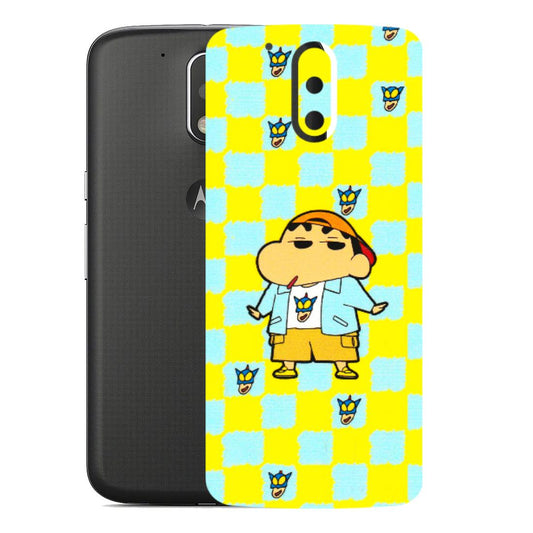 Motorola Phone Skins (All Models) - Yellow Blue Shinchan Cute - 3D Embossed Finish (L-221) Motorola Moto G4