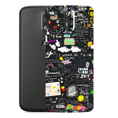 Motorola Phone Skins (All Models) - Black Creatives Doodles - 3D Embossed Finish (L-311) Motorola Moto G4