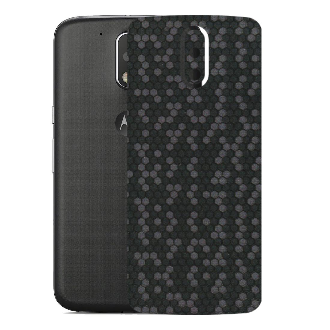 Motorola Phone Skins (All Models) - Black Grey Honeycomb Sober - 3D Embossed Finish (L-85) Motorola Moto G4