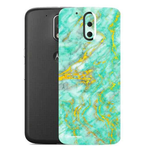 Motorola Phone Skins (All Models) - Green And Gold Marble Feel - Matte Finish (M-16) Motorola Moto G4