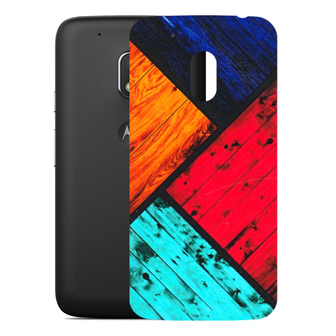 Motorola Phone Skins (All Models) - Colourful Wood Panels Abstract - 3D Embossed Finish (L-09) Motorola Moto G4 Play