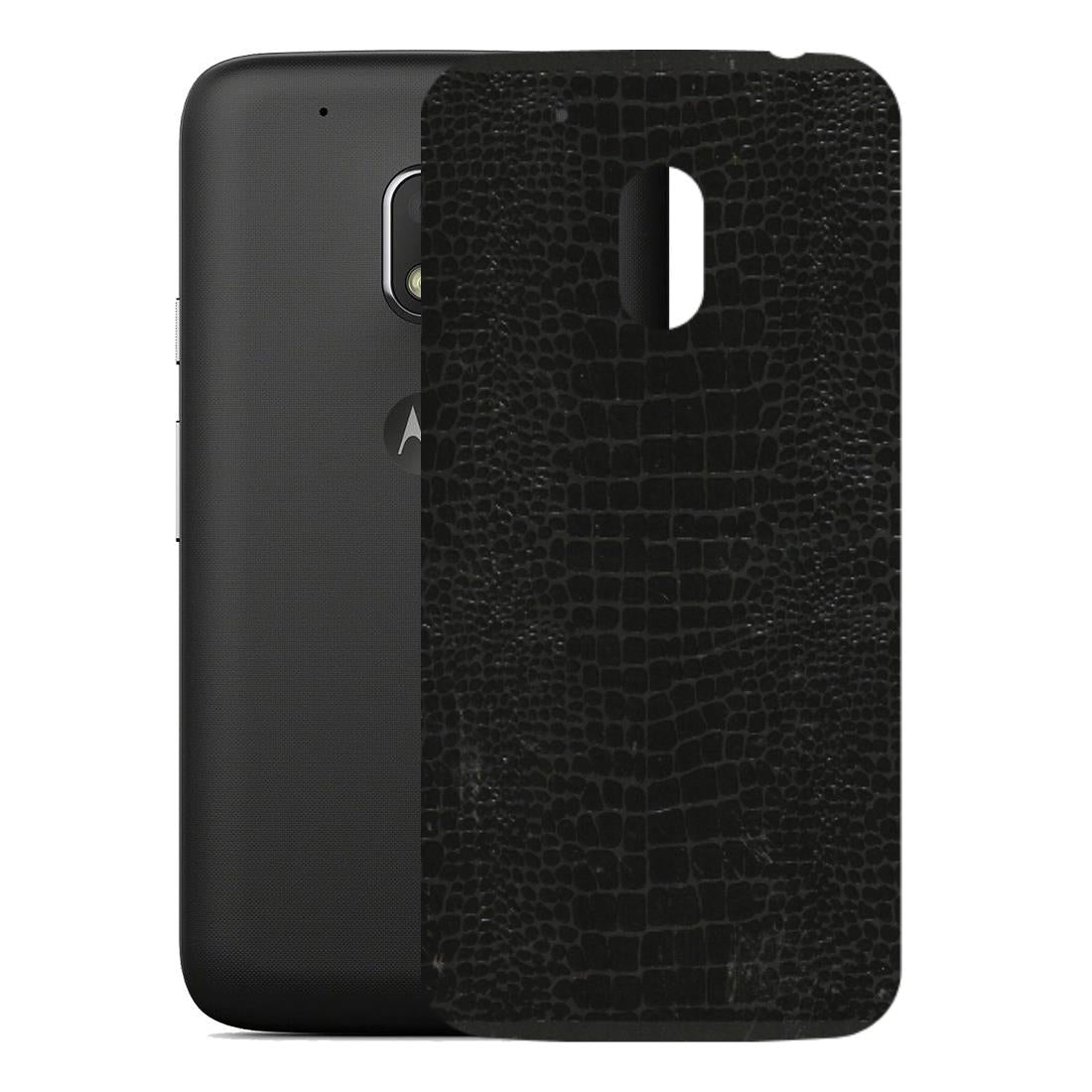 Motorola Phone Skins (All Models) - Snake Leather Black - 3D Embossed Finish (L-107) Motorola Moto G4 Play