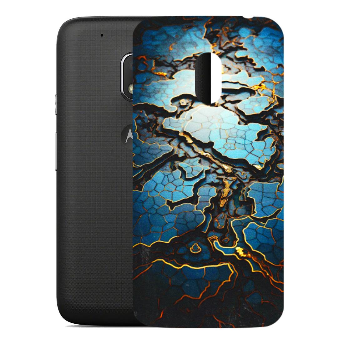 Motorola Phone Skins (All Models) - Blue Gold Abstract - 3D Embossed Finish (L-11) Motorola Moto G4 Play