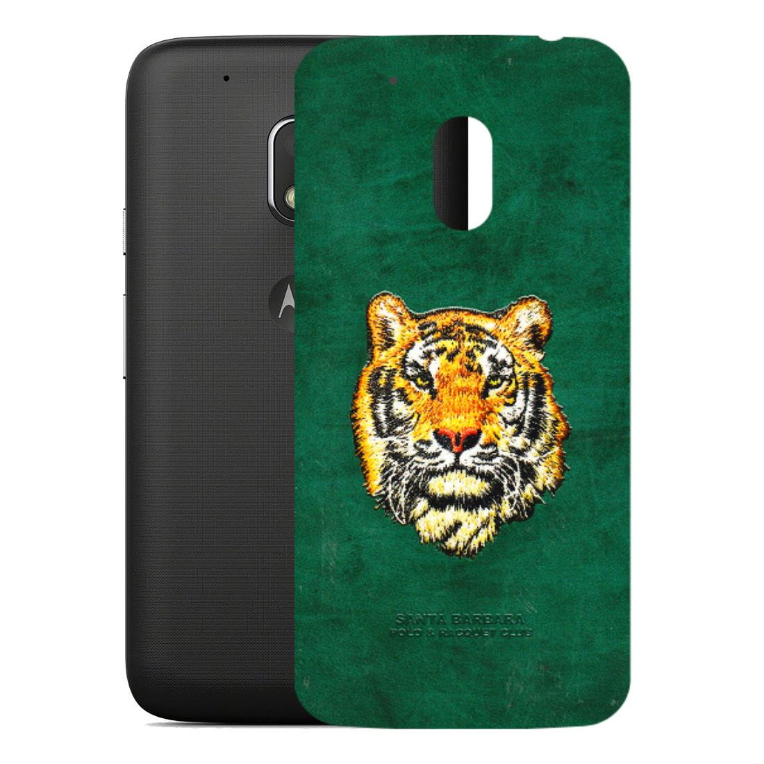 Motorola Phone Skins (All Models) - Leather Feel Tiger - 3D Embossed Finish (L-111) Motorola Moto G4 Play
