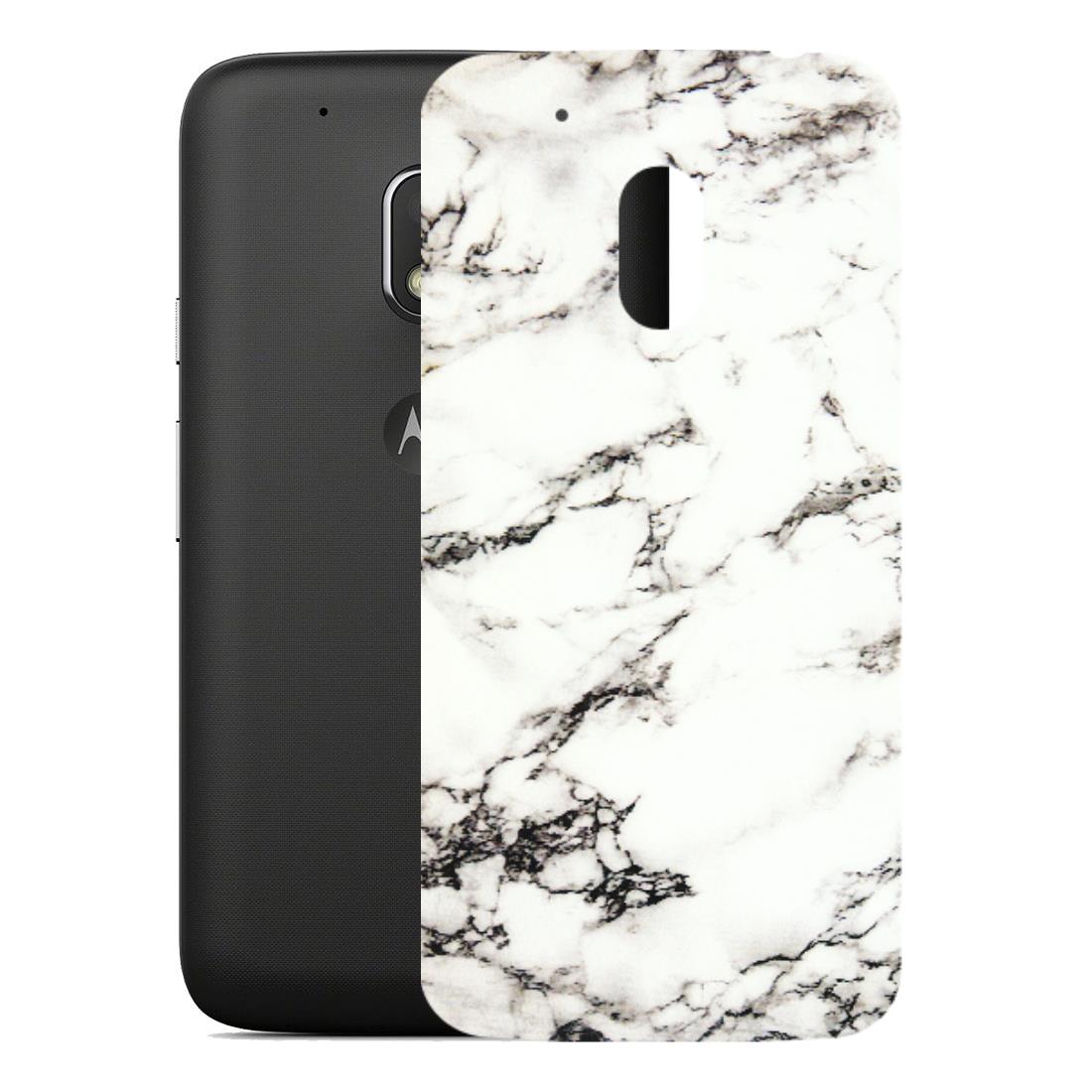 Motorola Phone Skins (All Models) - Black and White Marble Texture - 3D Embossed Finish (L-124) Motorola Moto G4 Play