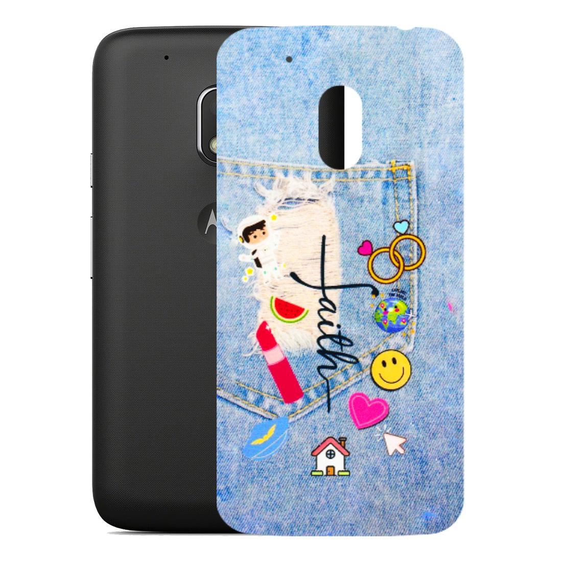 Motorola Phone Skins (All Models) - Denim Jeans Pocket - 3D Embossed Finish (L-134) Motorola Moto G4 Play