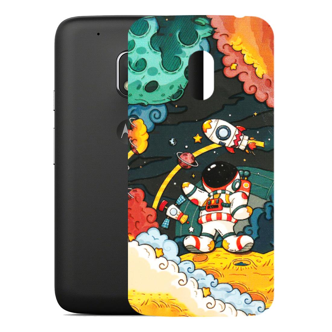 Motorola Phone Skins (All Models) - Astronauts & Spaceship - 3D Embossed Finish (L-145) Motorola Moto G4 Play