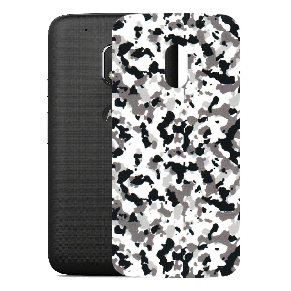 Motorola Phone Skins (All Models) - White Black Camouflage - 3D Embossed Finish (L-18) Motorola Moto G4 Play