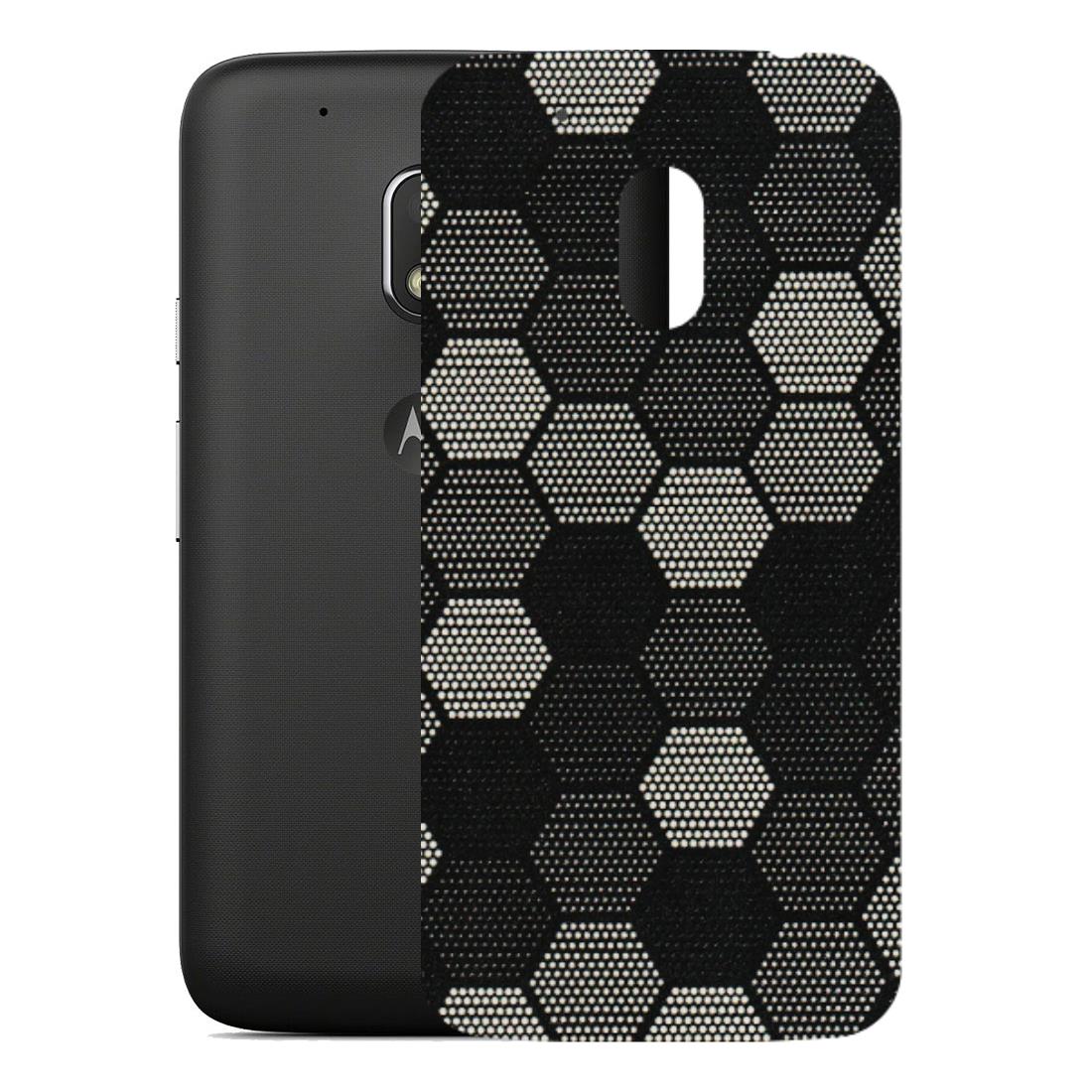 Motorola Phone Skins (All Models) - Black & White Dotted Honeycomb Texture - 3D Embossed Finish (L-202) Motorola Moto G4 Play