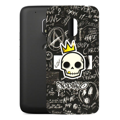 Motorola Phone Skins (All Models) - Funny Skull Black Chalk Grafitti - 3D Embossed Finish (L-22) Motorola Moto G4 Play
