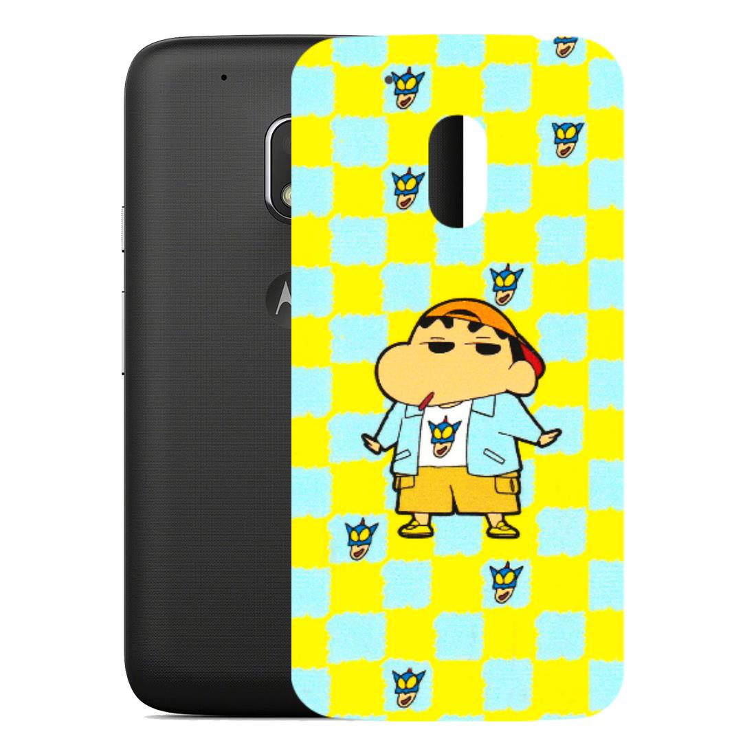 Motorola Phone Skins (All Models) - Yellow Blue Shinchan Cute - 3D Embossed Finish (L-221) Motorola Moto G4 Play
