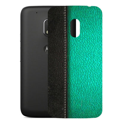 Motorola Phone Skins (All Models) - Black Green Dual Leather Stich - 3D Embossed Finish (L-233) Motorola Moto G4 Play