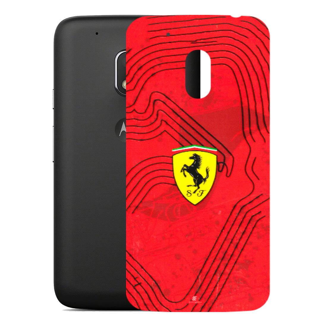 Motorola Phone Skins (All Models) - Red Ferrari Logo Stylish - 3D Embossed Finish (L-238) Motorola Moto G4 Play