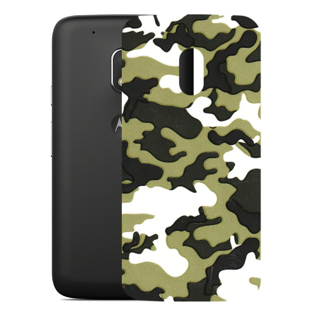 Motorola Phone Skins (All Models) - Camouflages White And Green - 3D Embossed Finish (L-243) Motorola Moto G4 Play