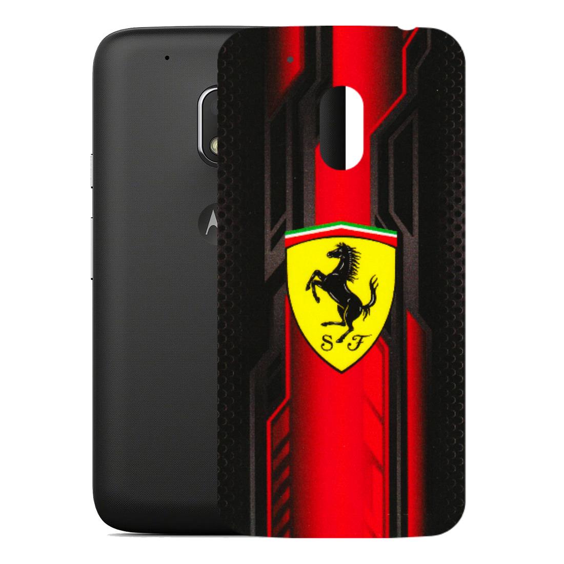 Motorola Phone Skins (All Models) - Black Ferrari Logo - 3D Embossed Finish (L-253) Motorola Moto G4 Play