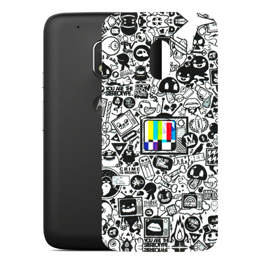 Motorola Phone Skins (All Models) - Doodles Positive Art - 3D Embossed Finish (L-263) Motorola Moto G4 Play