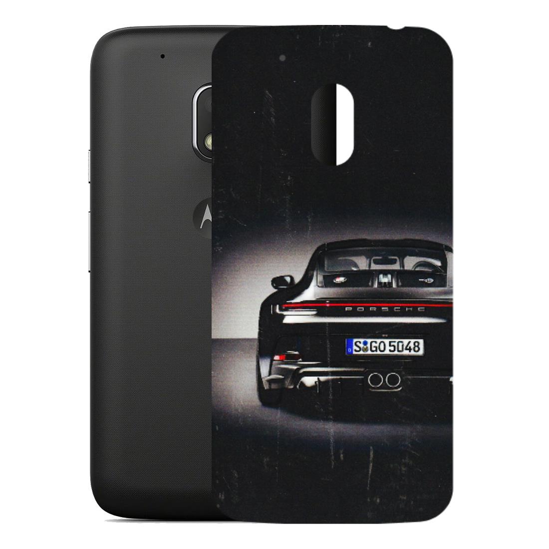 Motorola Phone Skins (All Models) - New Black Porsche GT3 - 3D Embossed Finish (L-327) Motorola Moto G4 Play
