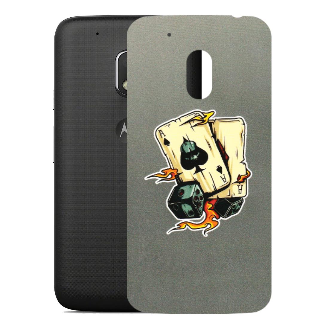 Motorola Phone Skins (All Models) - Grey Cards Of Ace - 3D Embossed Finish (L-77) Motorola Moto G4 Play