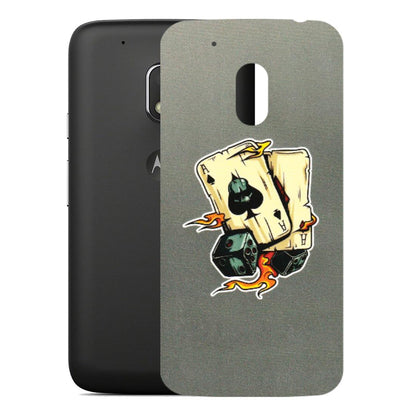 Motorola Phone Skins (All Models) - Grey Cards Of Ace - 3D Embossed Finish (L-77) Motorola Moto G4 Play