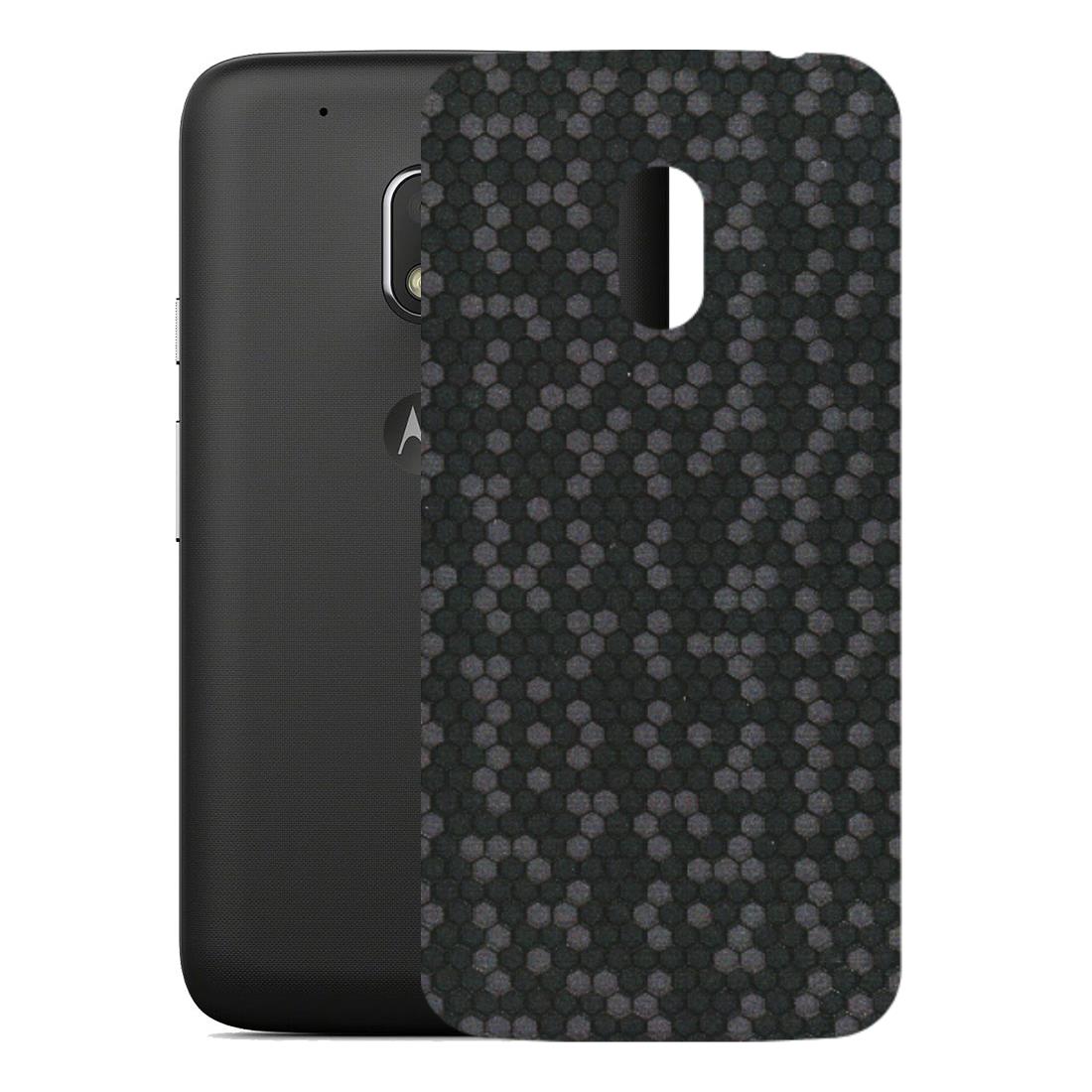 Motorola Phone Skins (All Models) - Black Grey Honeycomb Sober - 3D Embossed Finish (L-85) Motorola Moto G4 Play
