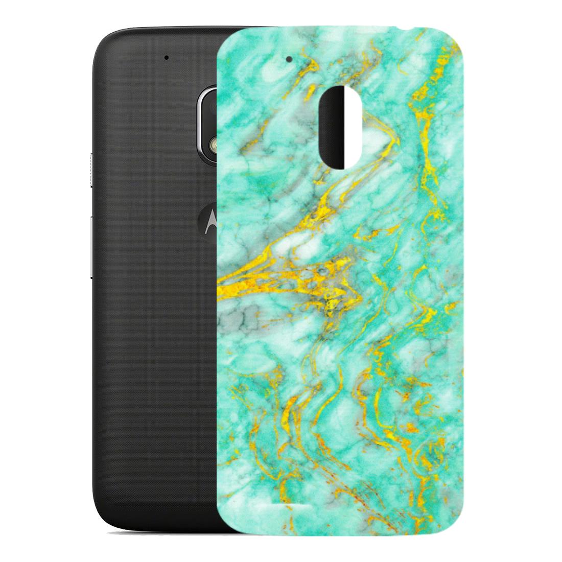 Motorola Phone Skins (All Models) - Green And Gold Marble Feel - Matte Finish (M-16) Motorola Moto G4 Play