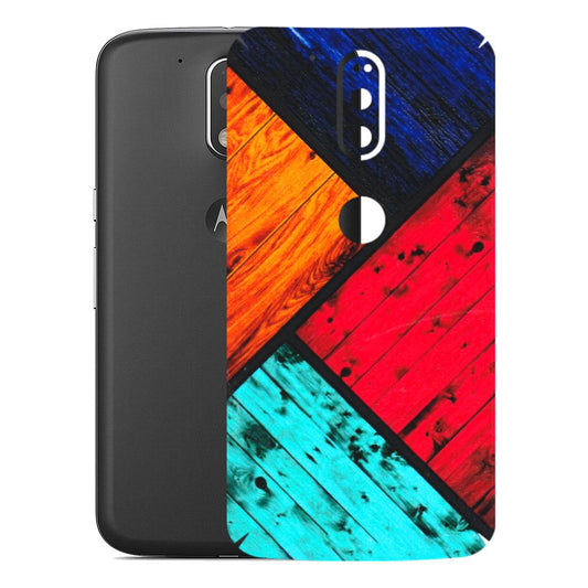 Motorola Phone Skins (All Models) - Colourful Wood Panels Abstract - 3D Embossed Finish (L-09) Motorola Moto G4 Plus