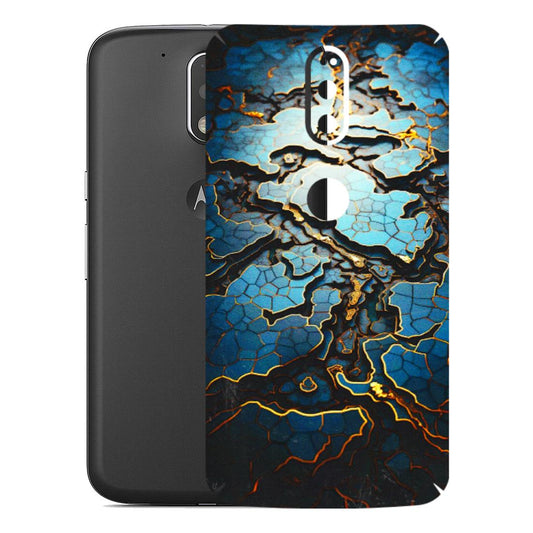 Motorola Phone Skins (All Models) - Blue Gold Abstract - 3D Embossed Finish (L-11) Motorola Moto G4 Plus