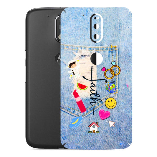 Motorola Phone Skins (All Models) - Denim Jeans Pocket - 3D Embossed Finish (L-134) Motorola Moto G4 Plus