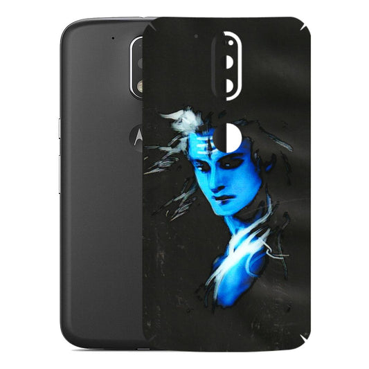 Motorola Phone Skins (All Models) - Har Har Mahadev Blue/Black - 3D Embossed Finish (L-185) Motorola Moto G4 Plus