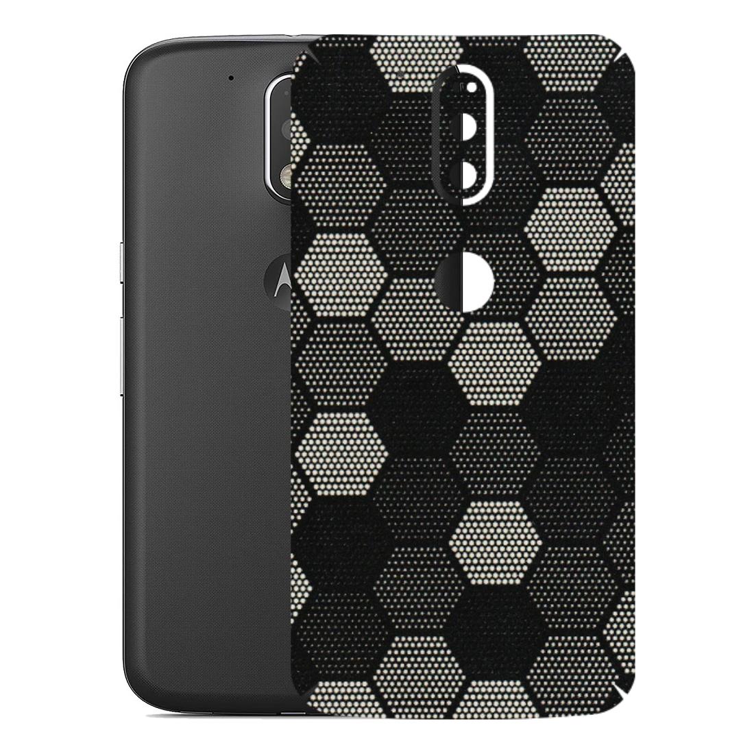 Motorola Phone Skins (All Models) - Black & White Dotted Honeycomb Texture - 3D Embossed Finish (L-202) Motorola Moto G4 Plus