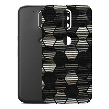 Motorola Phone Skins (All Models) - Black & White Dotted Honeycomb Texture - 3D Embossed Finish (L-202) Motorola Moto G4 Plus