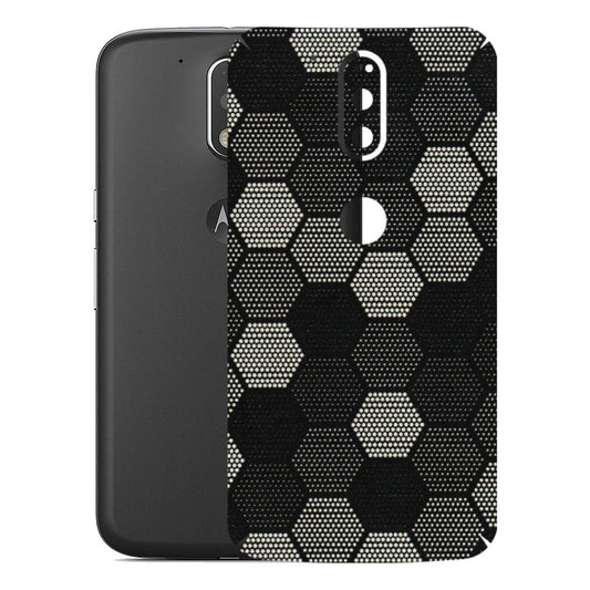 Motorola Phone Skins (All Models) - Black & White Dotted Honeycomb Texture - 3D Embossed Finish (L-202) Motorola Moto G4 Plus