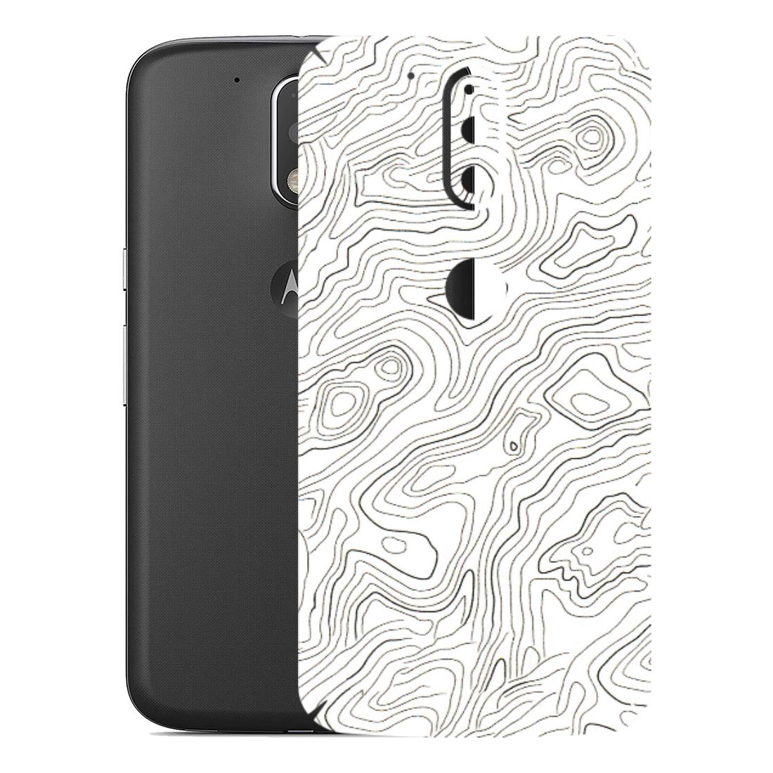 Motorola Phone Skins (All Models) - White Black Swirls - 3D Embossed Finish (L-219) Motorola Moto G4 Plus