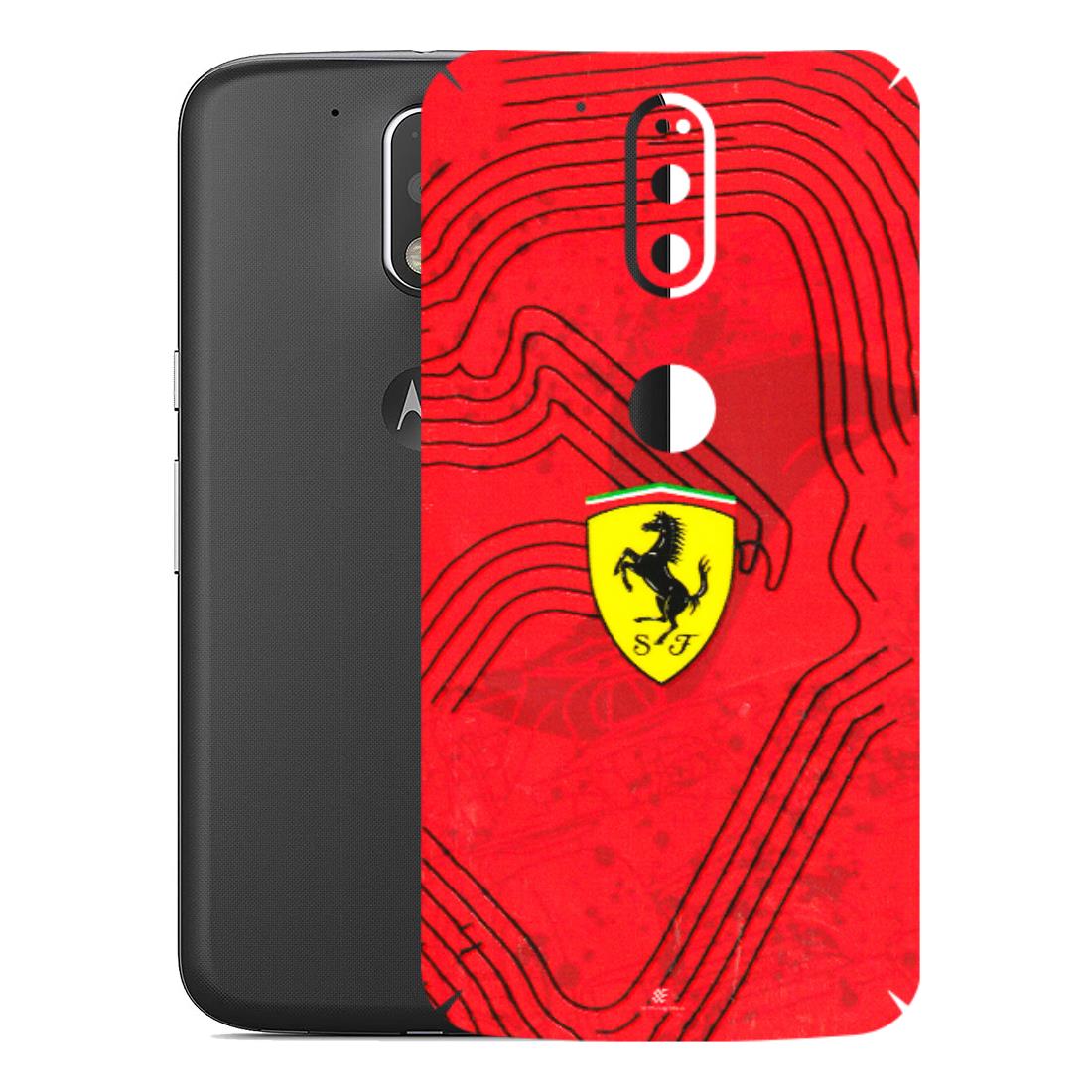 Motorola Phone Skins (All Models) - Red Ferrari Logo Stylish - 3D Embossed Finish (L-238) Motorola Moto G4 Plus