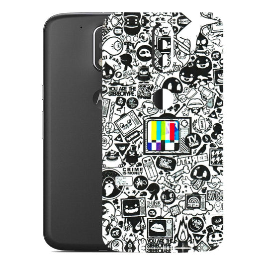Motorola Phone Skins (All Models) - Doodles Positive Art - 3D Embossed Finish (L-263) Motorola Moto G4 Plus