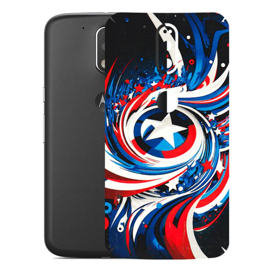 Motorola Phone Skins (All Models) - Captain America Logo - 3D Embossed Finish (L-307) Motorola Moto G4 Plus